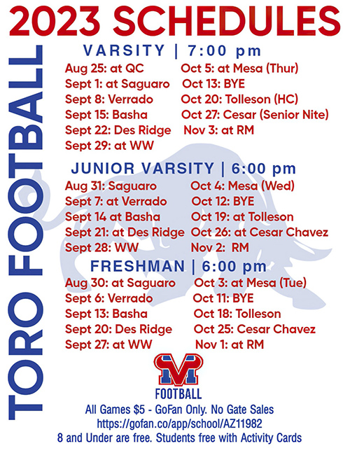 Mesa Football Schedule